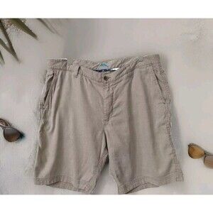 Tommy Bahama Shorts Size 38 Chino Beige Linen Blend Flat Front Men's Casual